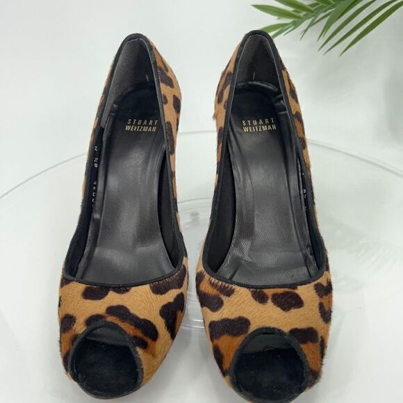 Stuart Weitzman Pumps Women's Size 8.5 M Brown Pony Hair Wedge Slip On Shoes - Picture 4 of 15